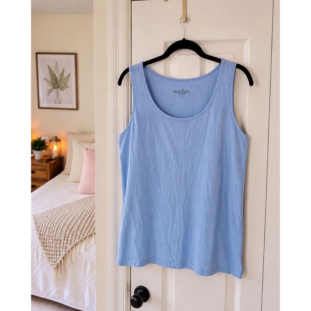 Beautiful by Lawrence Zarian Blue Scoop Neck Tank Top Women's Large